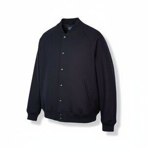 Like new GAP Navy Wool Blend Varsity Bomber Jacket – Snap Front – Size L